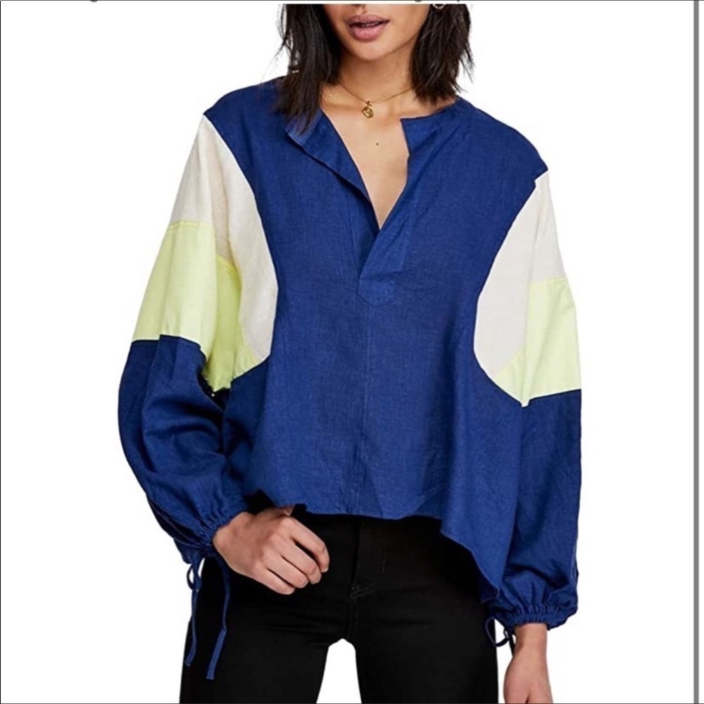 Free People Beating Hearts Oversized Linen Top Tee